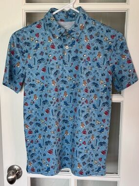 Southern Tide Blue Beach Scene Graphic Polo Shirt
